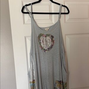 POL Light Blue Ribbed romper with Heart Appliqué